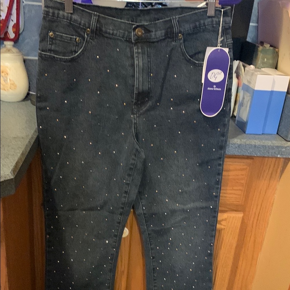 DG2 by Diane Gilman Black Skinny Jeans with Studded Accents